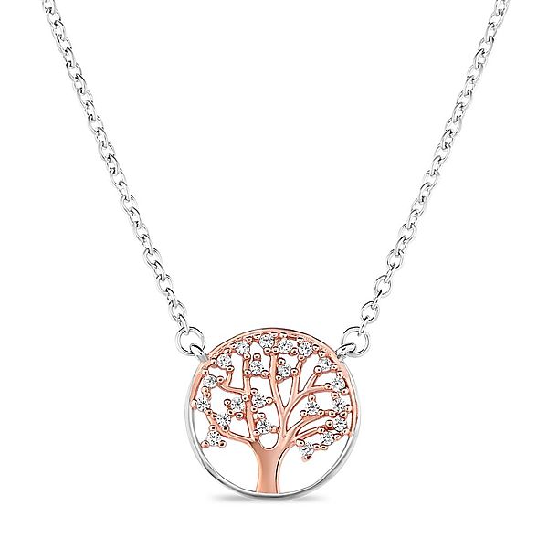 Rose gold plated Sterling Silver CZ Tree of Life Necklace